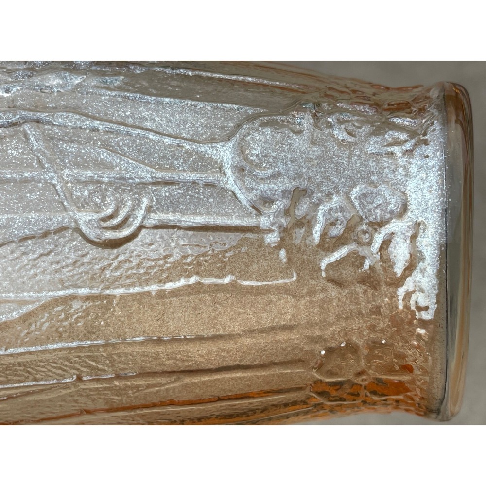 Merigold Carnival Glass Vase Stork Heron Cattails Flowers Iridescent Vintage - Picture 9 of 15